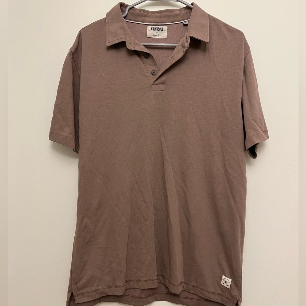 Linksoul Shirt Mens Short Sleeve Mauve Polo